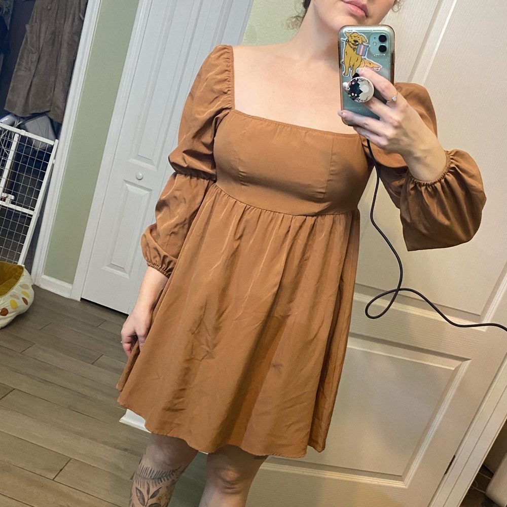 Brown baby doll dress